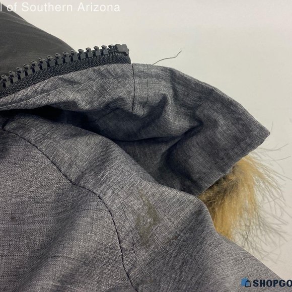 Yoki Bomber Jacket Boys Size L 14-16 Gray Full Zip Faux Fur Trim Hooded Polyeste - Picture 3 of 6